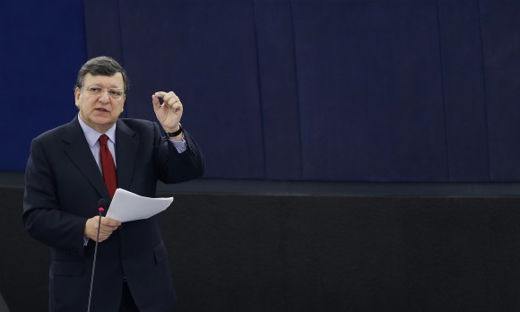 European Commission President Barroso addresses the European Parliament during a debate in Strasbourg