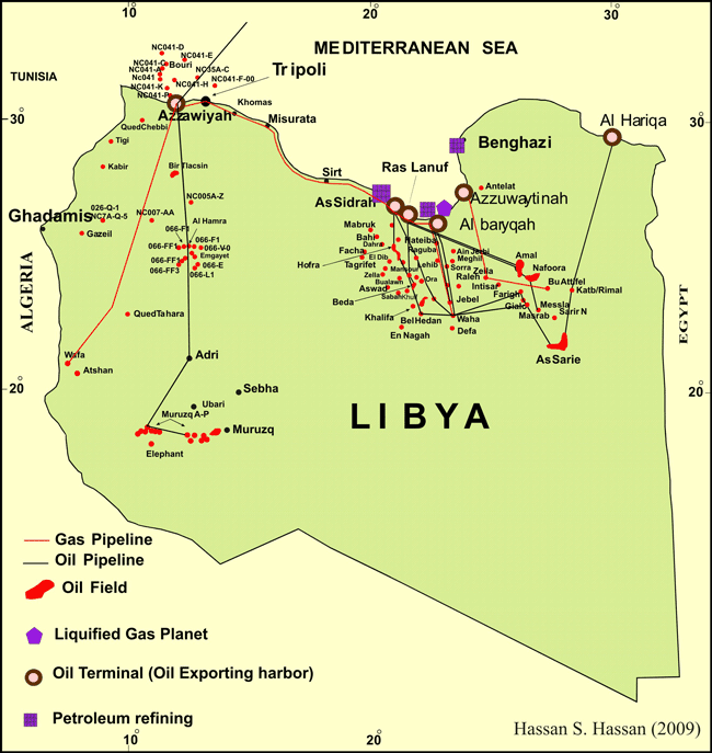 campos de petroleo e instalacoes petroliferas da Libia - fonte NOC