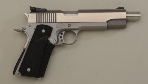 pistol 45 cal. 6” extended barrel, stainless steel
