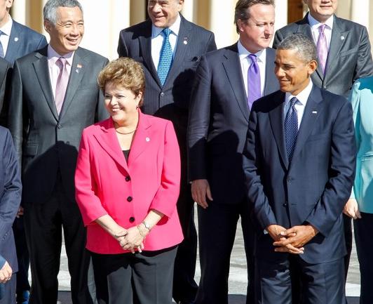 Dilma e Obama em foto da reunião do G20
