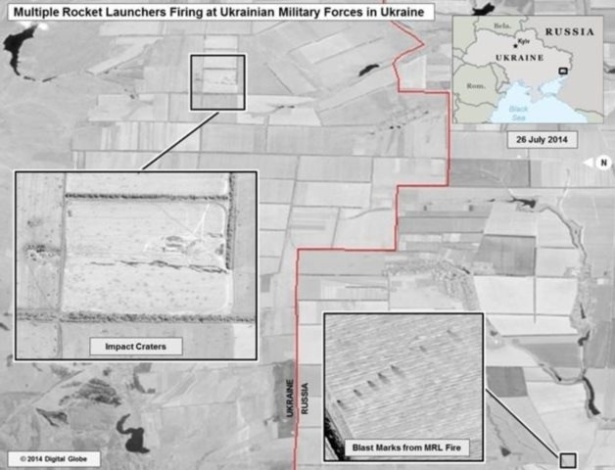 os-estados-unidos-divulgaram-imagens-de-satelite-que-segundo-o-governo-confirmam-suas-alegacoes-de-que-a-artilharia-russa-disparou-em-direcao-a-ucrania-em-apoio-aos-separatistas - FOTO USDOD