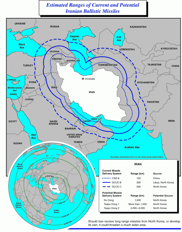 Iran Missiles Ranges