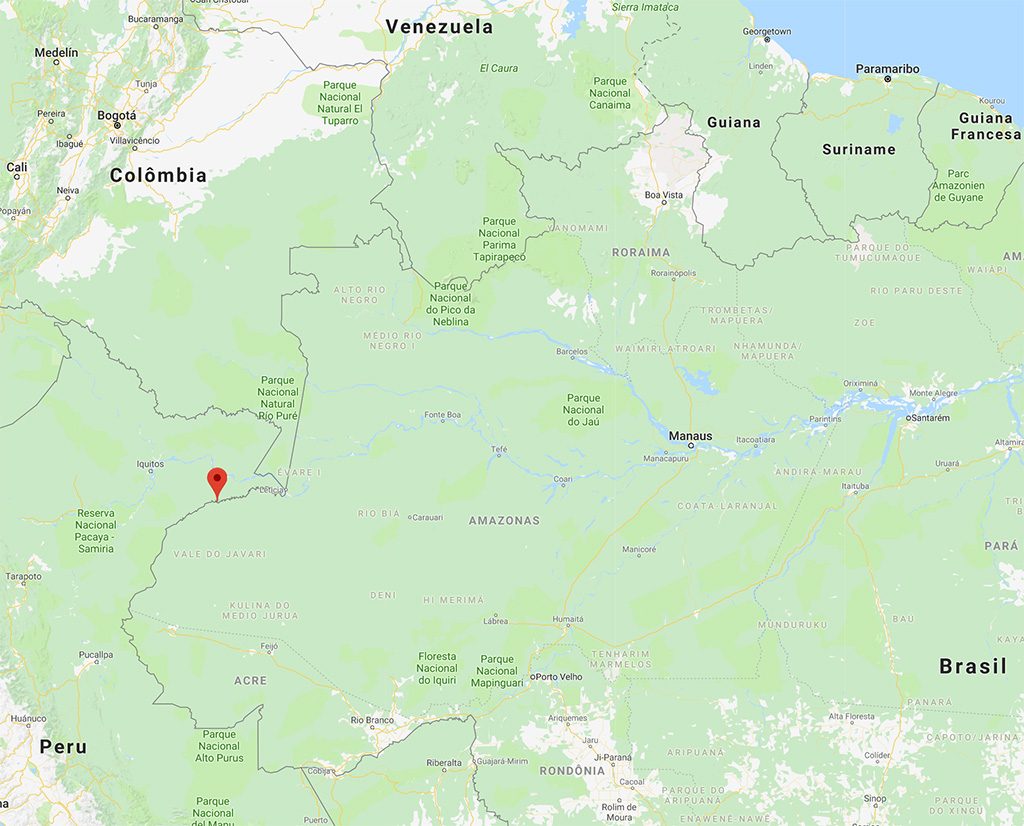 Localização do Estirão do Equador em vermelho no mapa