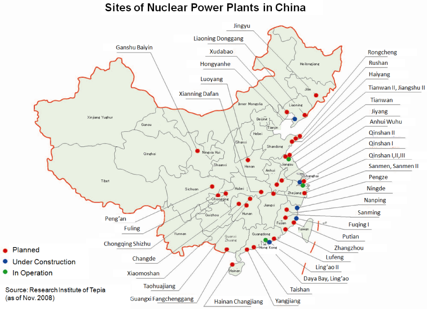 Usinas Nucleares na China