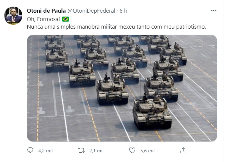 Desfile de blindados militares em Brasília vira meme nas redes